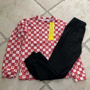 NWT Cozy Critters Bamboo‎ Pajama Set - mushroom joggers - size 7-8